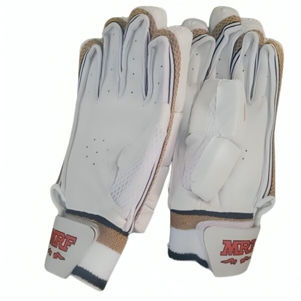 MRF White Cricket Batting Gloves Front Side