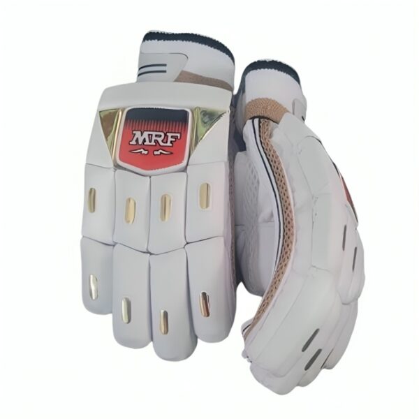 MRF White Cricket Batting Gloves side pose